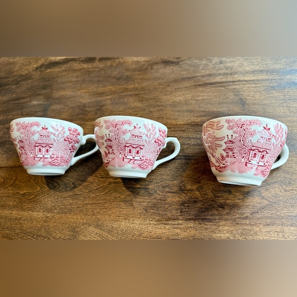 VTG Set of 6 Churchill Pink Willow Teacups with Saucers - Picture 7 of 13